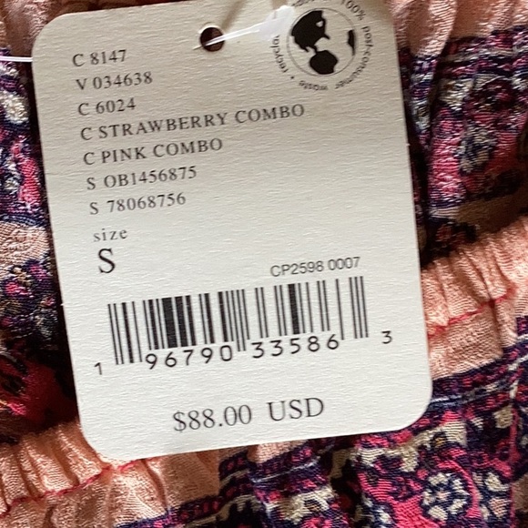 Free People NWT beautiful strawberry combo boho print tunic or dress size small - Picture 10 of 16